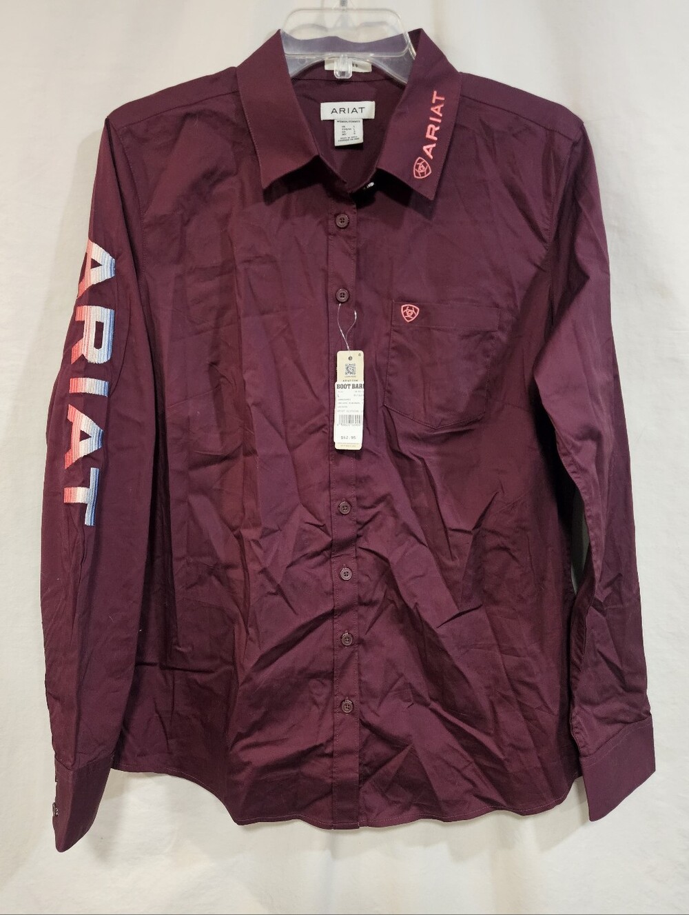 Ariat Women's Burgundy Long-Sleeve Button-Down Logo Shirt